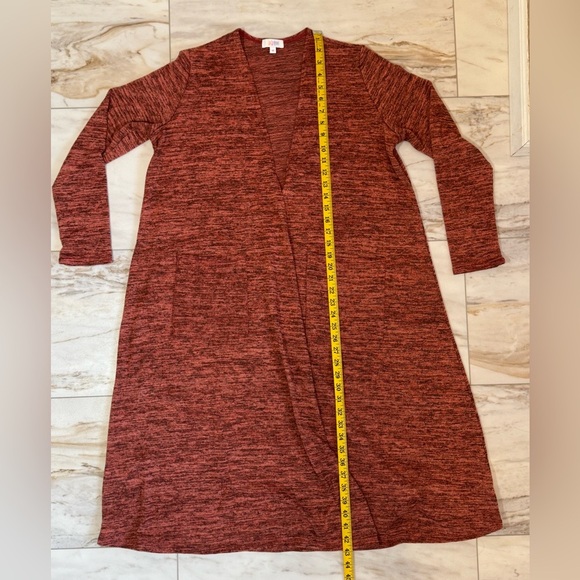 LuLaRoe Rust Red Heathered Longline Open Front Cardigan Size Medium - Picture 5 of 7